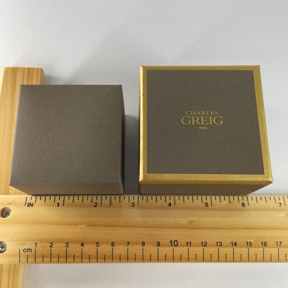 Charles Greig 1899 Luxury Ring Box with Outer Box Brown Gold Jewelry Storage